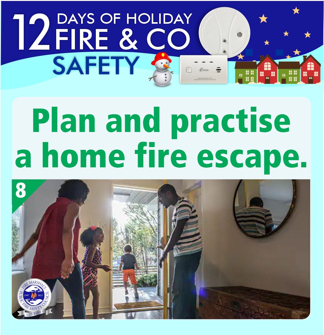 12 Days of Holiday Fire & CO Safety - For a chance to win a prize, send your best holiday fire safely tip to fire@waterloo.ca! Two winners will be selected for each of the 12 days! Prizes available for pick up at Waterloo Fire Stations only.