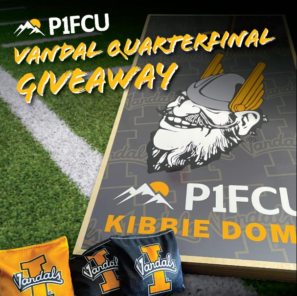 Are you as excited about the @idahovandals quarterfinals as we are? Get even more excited because you could score a custom set of Joe Vandal cornhole boards! Visit bit.ly/46xQ31U to enter and see the complete rules. #govandals #ncaaplayoffs #uidaho #p1fcukibbiedome