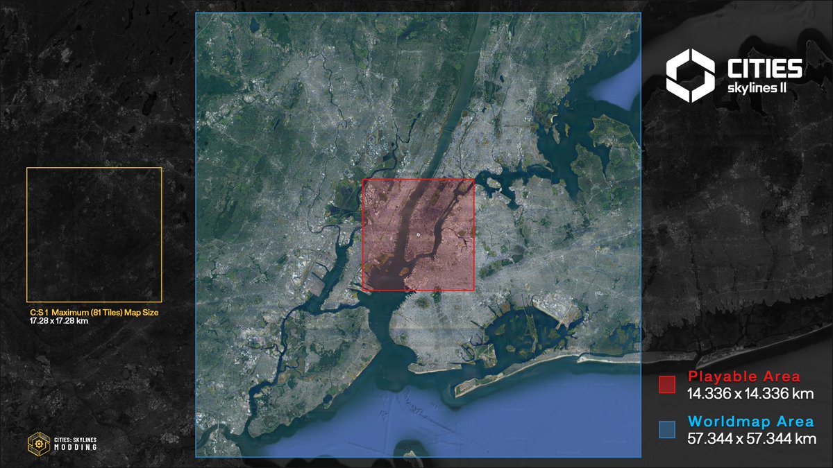 Here is the new infographic which shows the playable and worldmap areas of Cities: Skylines II. 

Join Cities: Skylines Modding Discord for updates: 
discord.gg/DgH7rDKZ6r

<a href="/AmiPolizeiFunk/">Jason Ditmars</a> <a href="/AtkosKhan/">REV0</a> @ Badi_Dea <a href="/CS_badpeanut/">Bad Peanut</a> <a href="/teddyradko/">Teddy Radko ඞ</a> @ TDW