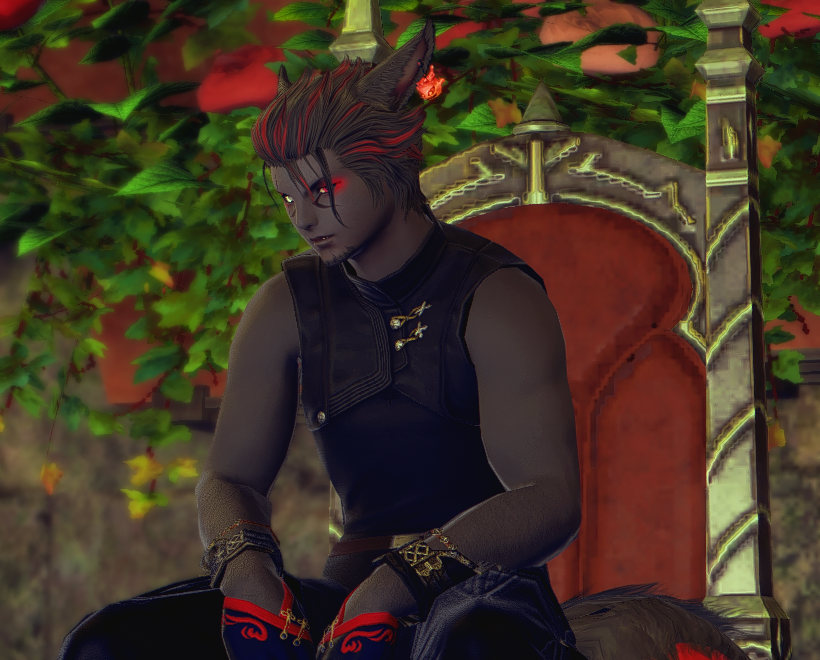 hedones_nitnir's tweet photo. Hedones has let his hair grow out a little. There's even a small ponytail back there! I went to go see the winter setup at the other FC house and ended up playing around in gpose. 
#SomerStudios #GPOSER #miqote https://t.co/MpxO12xEb8