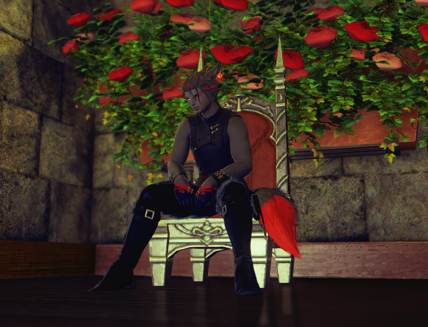 hedones_nitnir's tweet photo. Hedones has let his hair grow out a little. There's even a small ponytail back there! I went to go see the winter setup at the other FC house and ended up playing around in gpose. 
#SomerStudios #GPOSER #miqote https://t.co/MpxO12xEb8
