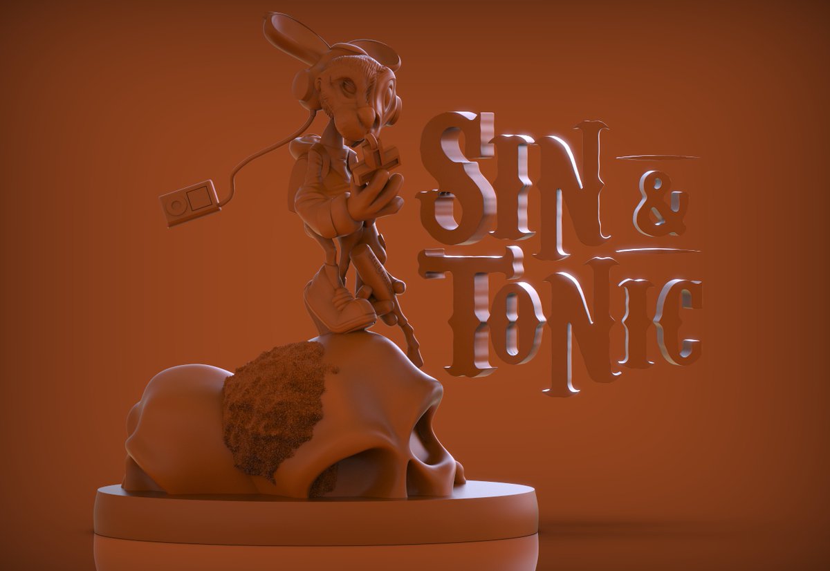 Monkeesblood's tweet photo. #SinAndTonic (WIP)
#zBrush #collectibles #toys #figurine #ipod #ipodmini #beats #music #designertoy #designertoys #arttoys #skulls #bunny #takeupyourcross #sin #arttoy #thebible #jesus #rabbit #ginandtonic #cross #sober #thepilgrimsprogress #sobriety #good #evil #right #wrong https://t.co/WWq7IRrmCk