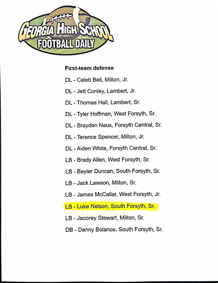 Luke Nelson (@lukenelson33) on Twitter photo Honored to receive first-team defense All-Region βΌοΈ
<a href="/SFHS_Football/">South Forsyth Football</a> <a href="/NEGARecruits/">Northeast Georgia Recruits</a> <a href="/EliteGARecruits/">Elite GA Recruits</a> <a href="/RecruitGeorgia/">Recruit Georgia</a> <a href="/coachtroymorris/">Troy Morris</a> <a href="/CoachRaw_/">Coach Raw</a> @On3Recruits <a href="/ChadSimmons_/">ChadSimmons</a> Honored to receive first-team defense All-Region βΌοΈ
<a href="/SFHS_Football/">South Forsyth Football</a> <a href="/NEGARecruits/">Northeast Georgia Recruits</a> <a href="/EliteGARecruits/">Elite GA Recruits</a> <a href="/RecruitGeorgia/">Recruit Georgia</a> <a href="/coachtroymorris/">Troy Morris</a> <a href="/CoachRaw_/">Coach Raw</a> @On3Recruits <a href="/ChadSimmons_/">ChadSimmons</a>