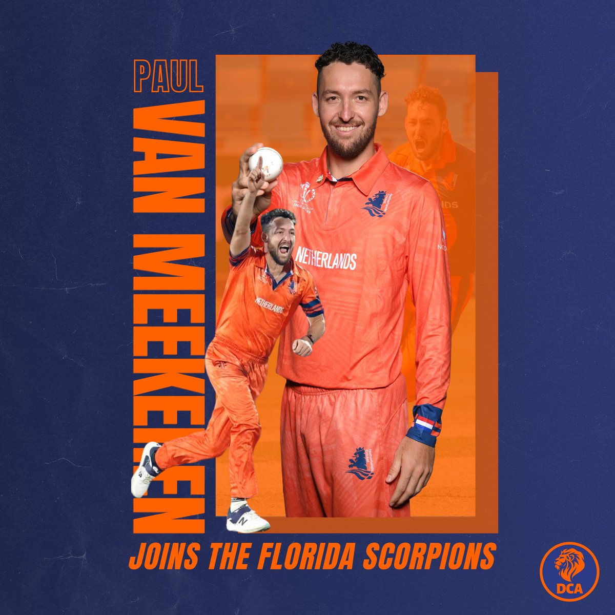 Dutch Cricketers’ Association (@dca_nl) on Twitter photo Wishing <a href="/paulvanmeekeren/">Paul van Meekeren</a> all the best, as he signs on with the Florida Scorpions to play in the US Open starting this week! 👏🏻 Wishing <a href="/paulvanmeekeren/">Paul van Meekeren</a> all the best, as he signs on with the Florida Scorpions to play in the US Open starting this week! 👏🏻