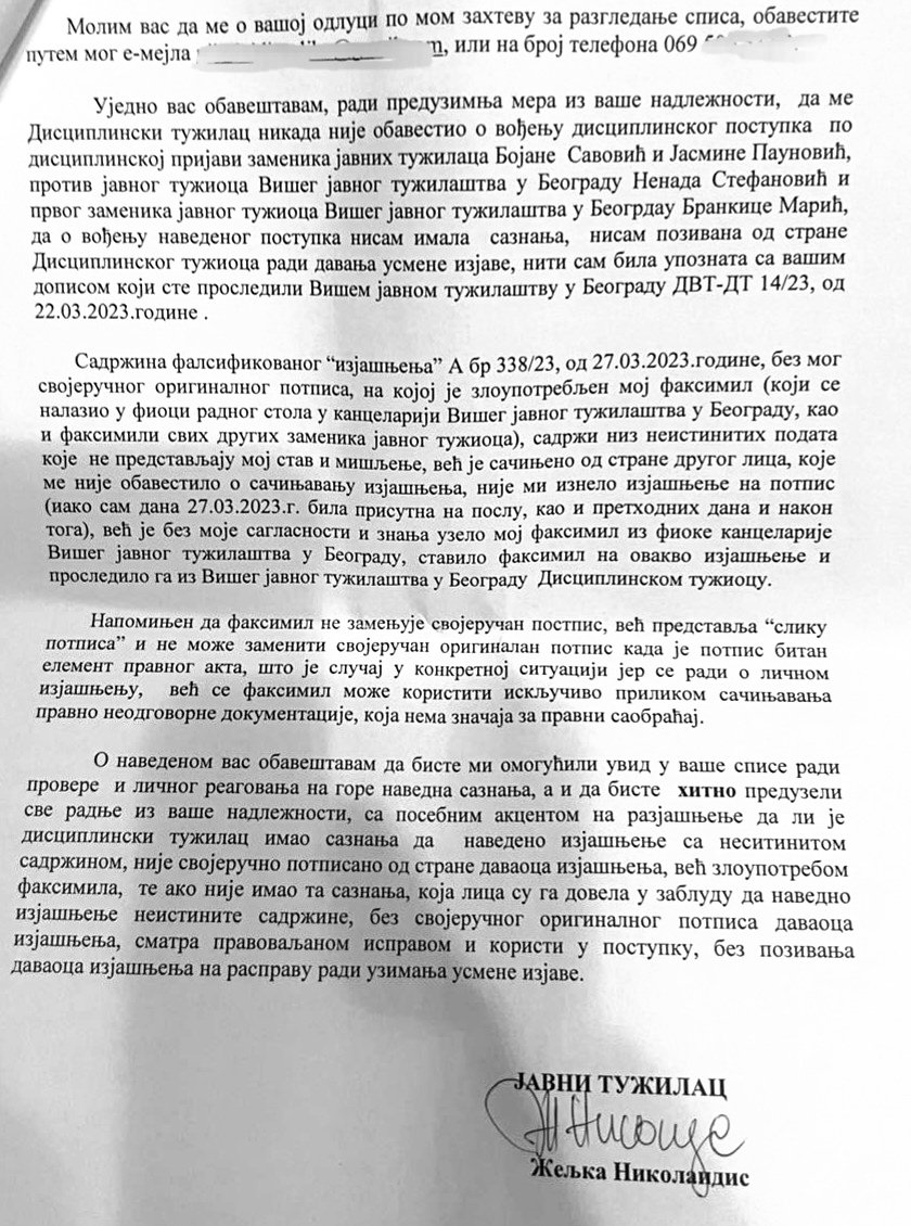 INinic's tweet photo. "NEVOLJE U RAJU": Totalno rasulo u VJT Beograd,do te mere da falsifikuju potpise tužiocima,da najverniji i najodaniji Stefanovićevi ljudi za prljave poslove danas "apliciraju" za uzbunjivače i svedoke saradnike! Čemu građani da se nadaju, kada jedni drugima ovakva (ne)dela rade? https://t.co/IyOt4R64WC