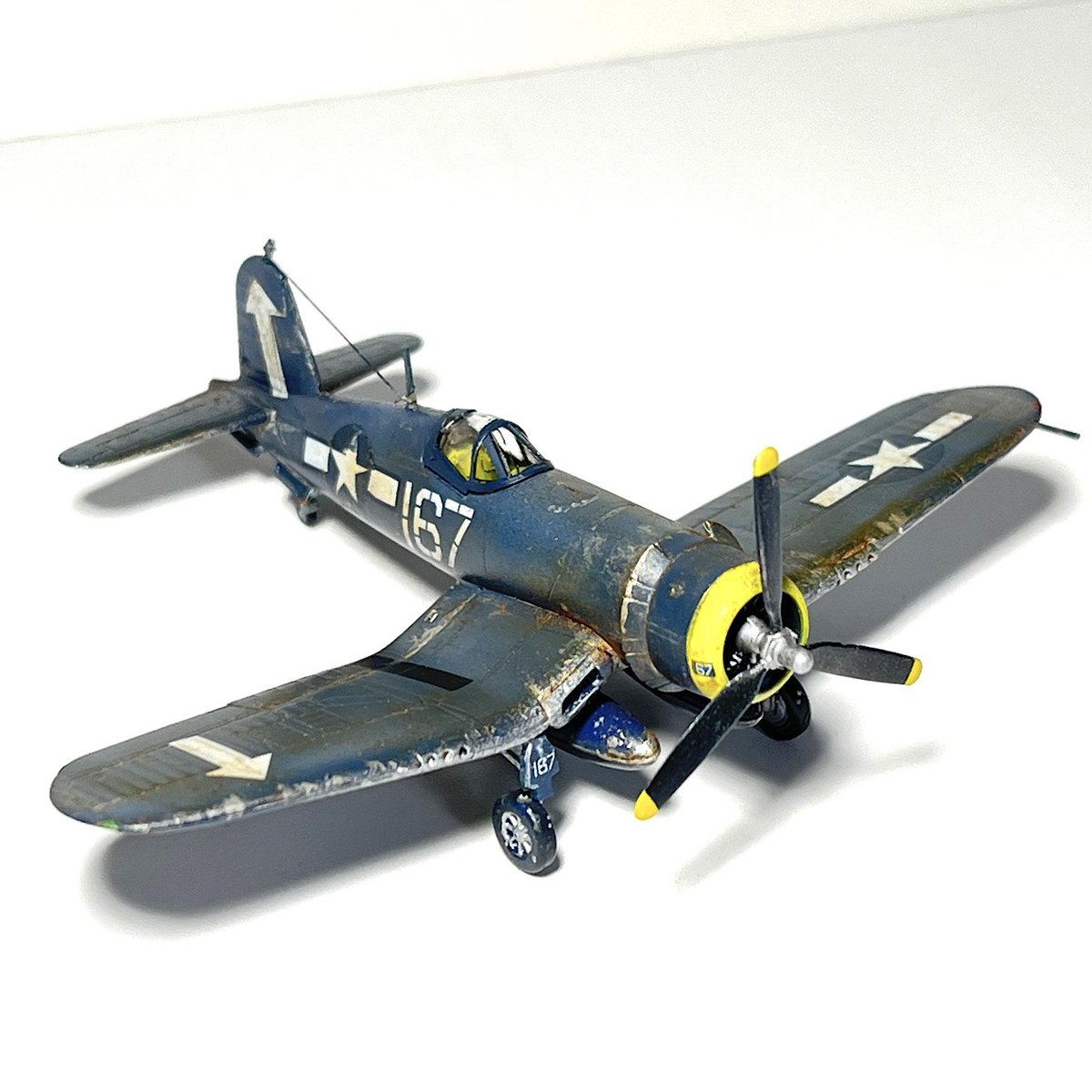 kazuoueno1138's tweet image. F4U-1Dコルセア
完成しました。

1/144のキットがあったの知りませんでした。

AFVクラブて2機セットのキット
またどこかで買えるといいのですが

#F4U 
#コルセア 
#プラモデル