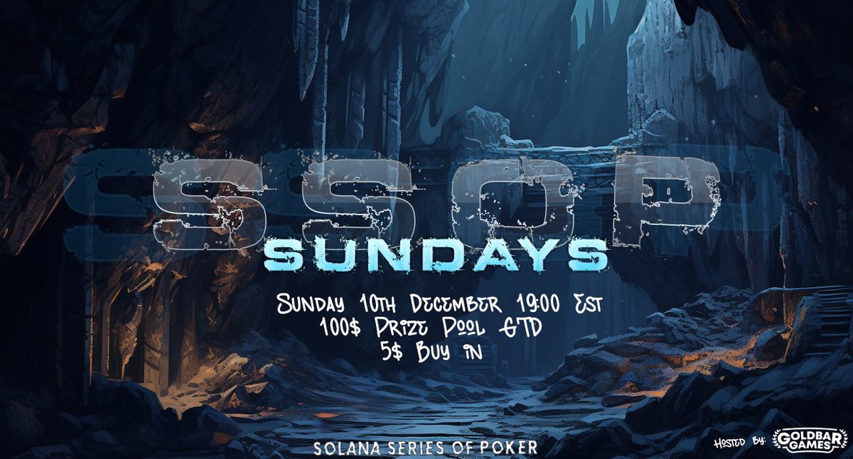 Solana Series of Poker Sunday Tournament 🚨 $100 GTD $5.5 buy in Sunday Dec 10th 7pm EST with @OthonSyndicate