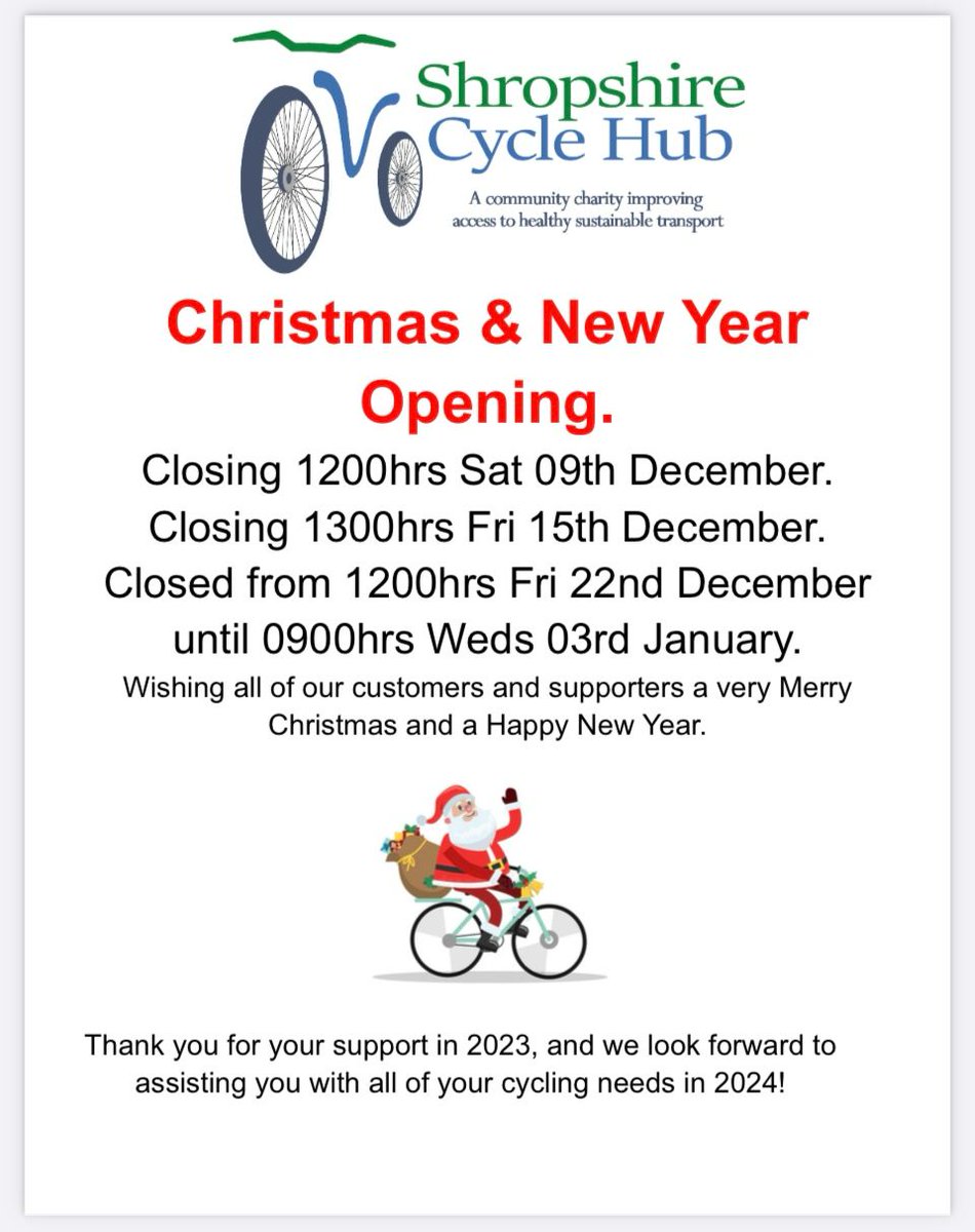 hub_shropshire's tweet photo. Kindly note changes to Castle Street opening hours for the coming festive season..... https://t.co/HiIIqO1tv8