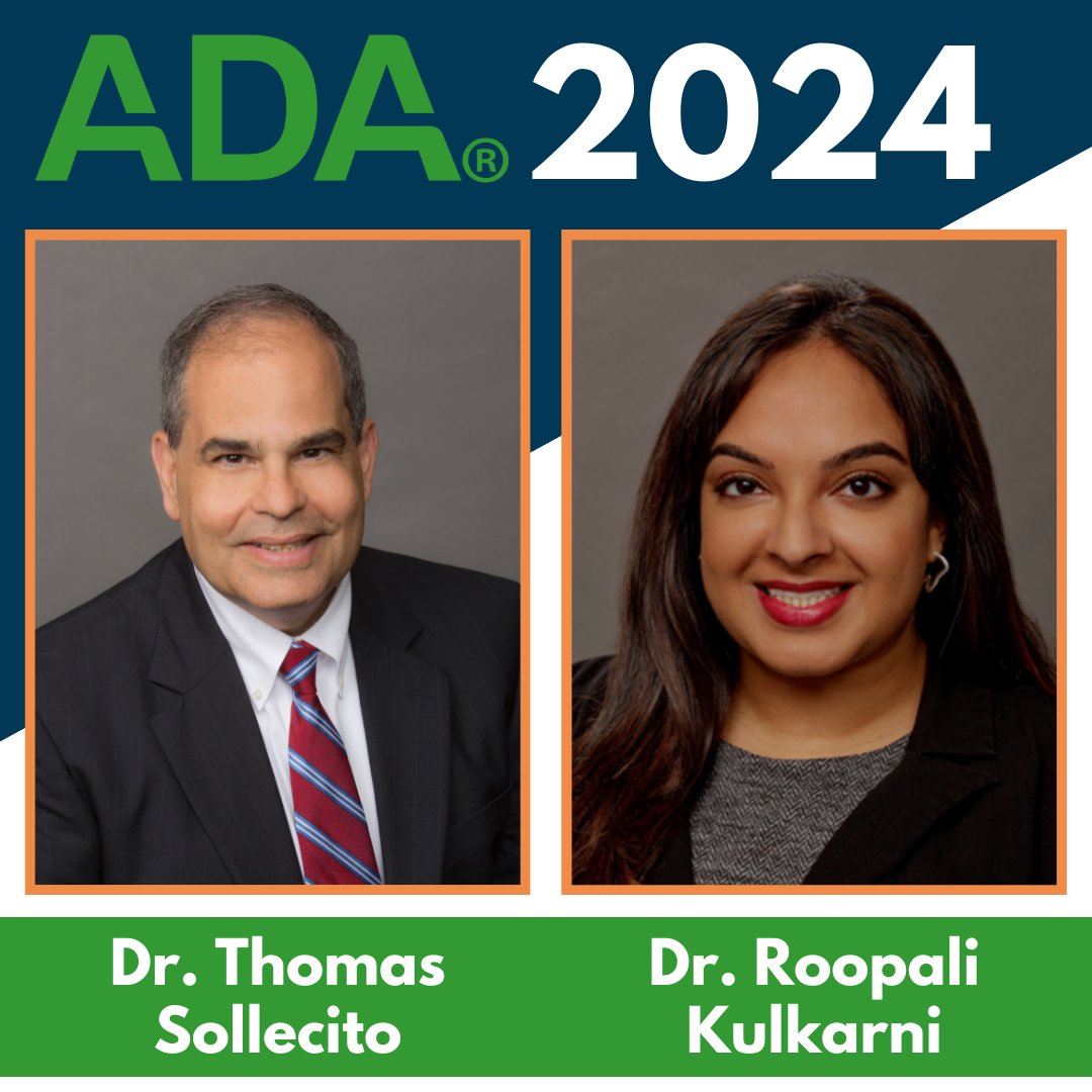 padentalassn's tweet photo. We would like to Spotlight our Dr. Roopali Kulkarni and Dr. Thomas Sollecito for their reappointments as ADA national spokespersons for 2024. Dr. Kulkarni and Dr. Sollecito are serving in a valuable role to the profession and organized dentistry.

#PDAProud https://t.co/sySow5UYEq