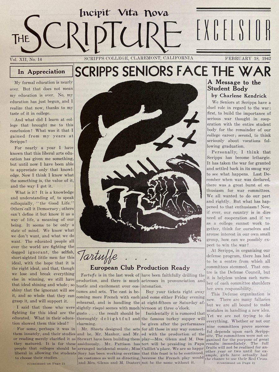 Take a look back in time at how the Scripps experience changed during the turbulence of WWII and check out historical photos from the Denison Library's archives! Read more here: scrippscollege.edu/news/campus/fr… #scrippscollege
