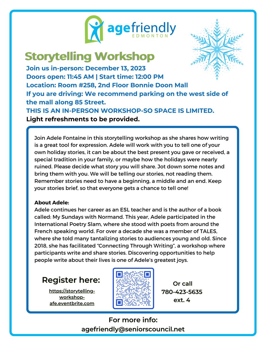 Join us on December 13, 2023 for this in-person event! 

Register here: …rytelling-workshop-afe.eventbrite.com