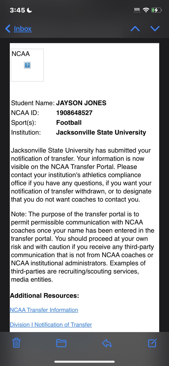 Jaysonjones21's tweet photo. Officially in the transfer portal! https://t.co/nzKq2H4PeN