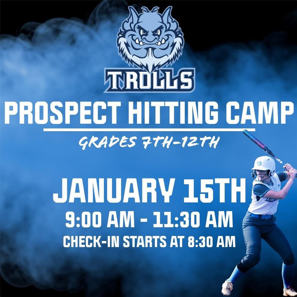 CoachAaronMoore's tweet photo. Join @TrollsSoftball on MLK Day for a morning hitting camp! Open to 7th to 12th graders and great opportunity for recruits to get in front of the coaches! 

https://t.co/nmBWIHRINo https://t.co/Jzl6x8whoR