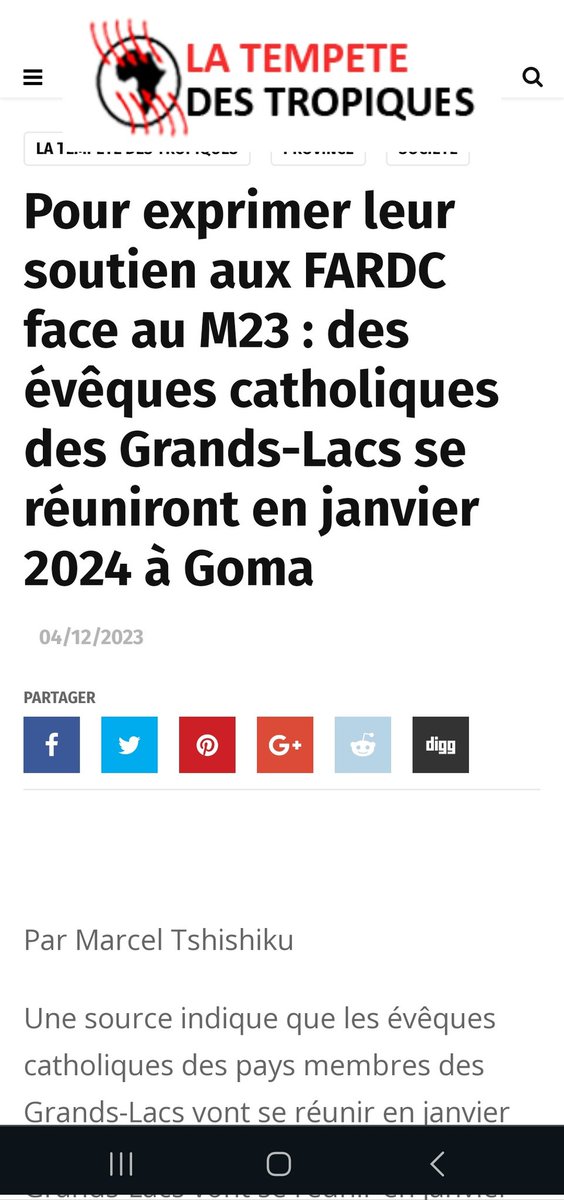 Notre démenti.
@MgrWillyngumbi, Évêque de Goma , #DiocèsedeGoma
#ACEAC #Droitdereponse #Presse #Églisecatholique,  #NordKivu #Messepourlapaix 6nov2023