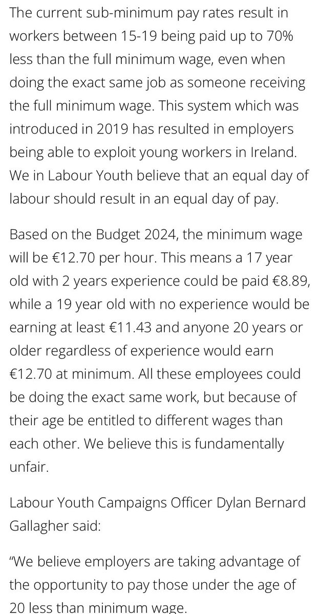 GallDylan_'s tweet image. An equal day of labour for an equal day of pay. It is time to abolish sub-minimum rates of pay in Ireland. It’s time to work towards a living wage for all, it’s time to protect our young workers and it’s time to build #AnIrelandForAll