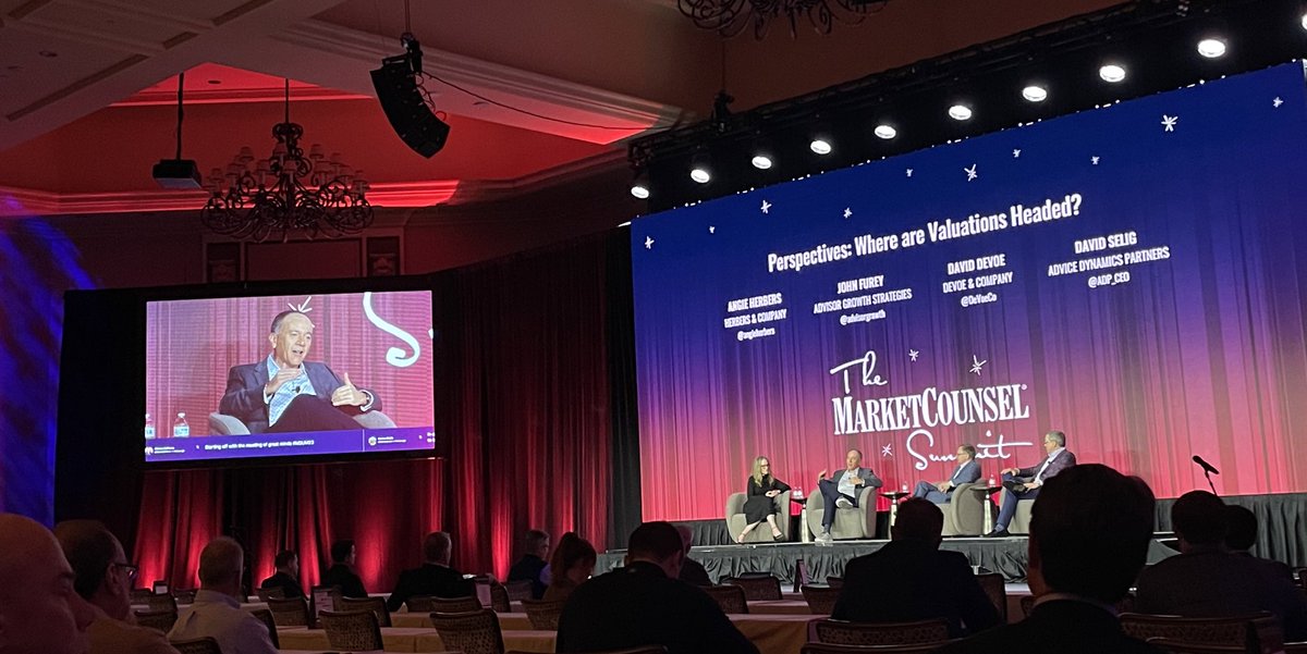 “Valuation should have a purpose. The purpose could be to sell your firm, change control of it...

And the future of valuation should be dictated by the owner based on their business objective.”

— @advisorgrowth at #MSUM23 with <a href="/AngieHerbers/">Angie Herbers</a>, <a href="/ADP_CEO/">David Selig</a>, and <a href="/DeVoeCo/">DeVoe & Company</a> ✨💡