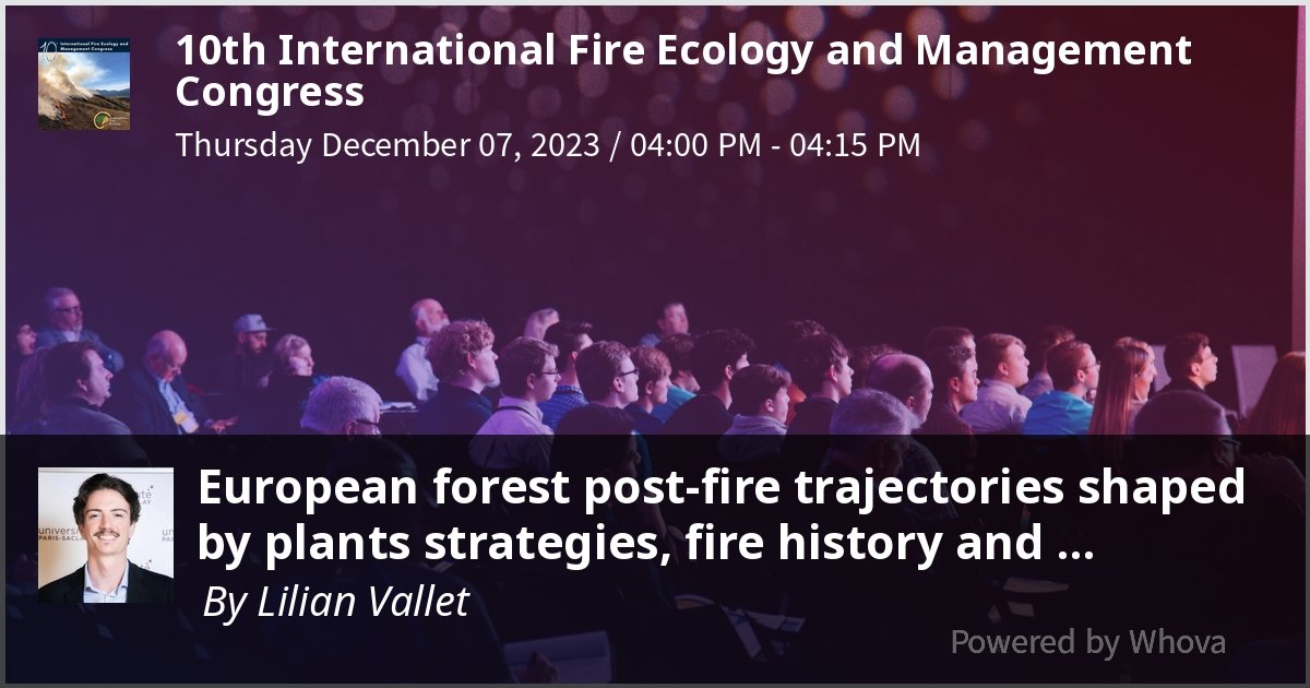 If you're taking part in #FireCon2023 @fireecology and are interested in the post-fire dynamics of forests in Europe, come and listen to me tomorrow, Thursday 7th at 4pm 🌳🔥
How topo-climatic variables and plant functional traits affect forest post-disturbance trajectories?