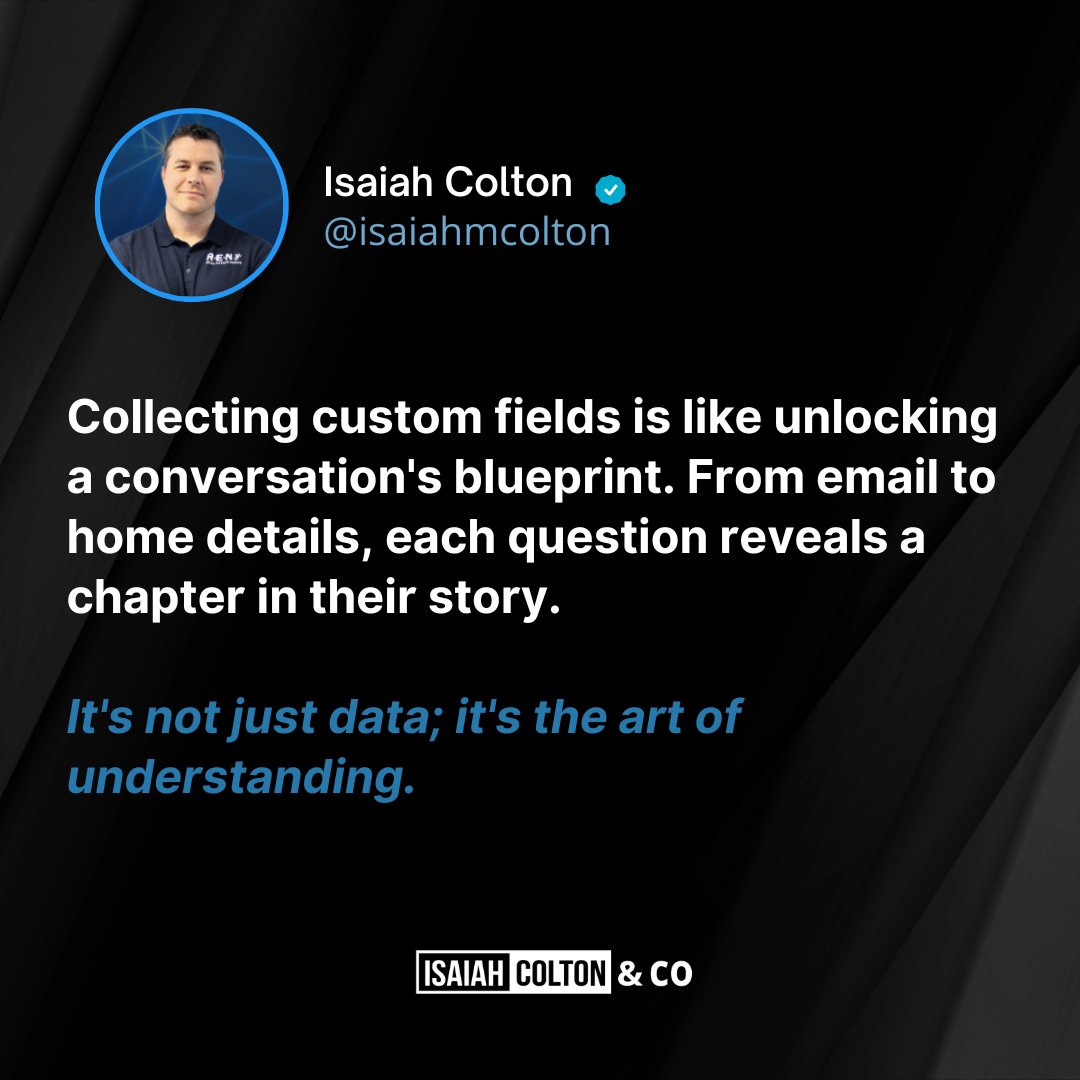 isaiahcolton's tweet image. Custom fields are the keys to unlocking personal narratives. Explore the depth of connection! #UnlockingNarratives #DataConnection #DeeperInsights