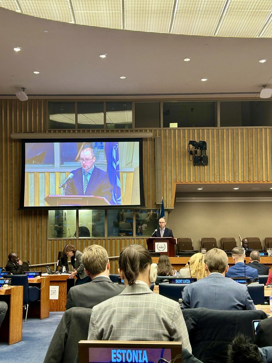 Vice Minister @ErkiKodar at @IntlCrimCourt ASP: -reaffirmed continued support, incl initiative to invest in IT & cybersecurity of the Court -called to address #CrimeofAggression in🇺🇦 by establishing #STCoA & reviewing RS -stressed need to support @TFV_FPV -called for universality