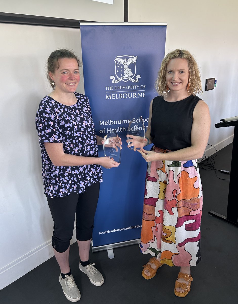 Two of the CHESM team were awarded for Excellence in Research at the @UniMelb 2023 MSHS Staff Excellence Awards! Dr @belinda_lawford: Excellence in Early-Career Research Dr @stephfilbay: Excellence in Mid-Career Research Congrats to both! 🎉