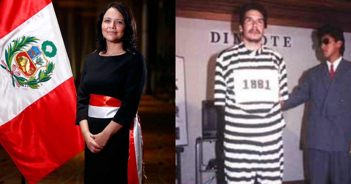 Este TERRORISTA nunca pago la indemnización al estado. Al lado la ex ministra Durand quien vive con él.