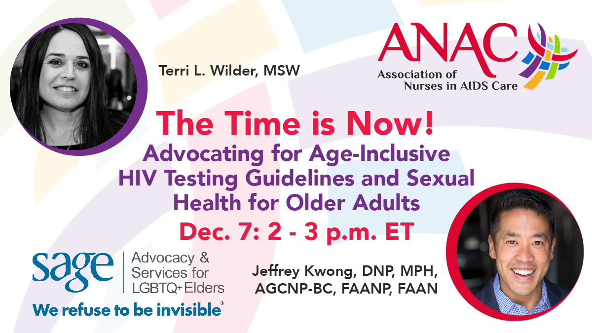 sageusa's tweet image. ANAC and SAGE are hosting a webinar to empower healthcare providers to promote HIV testing and sexual health initiatives for older adults. Register here: sageusa.org/ANAC/SAGE2023