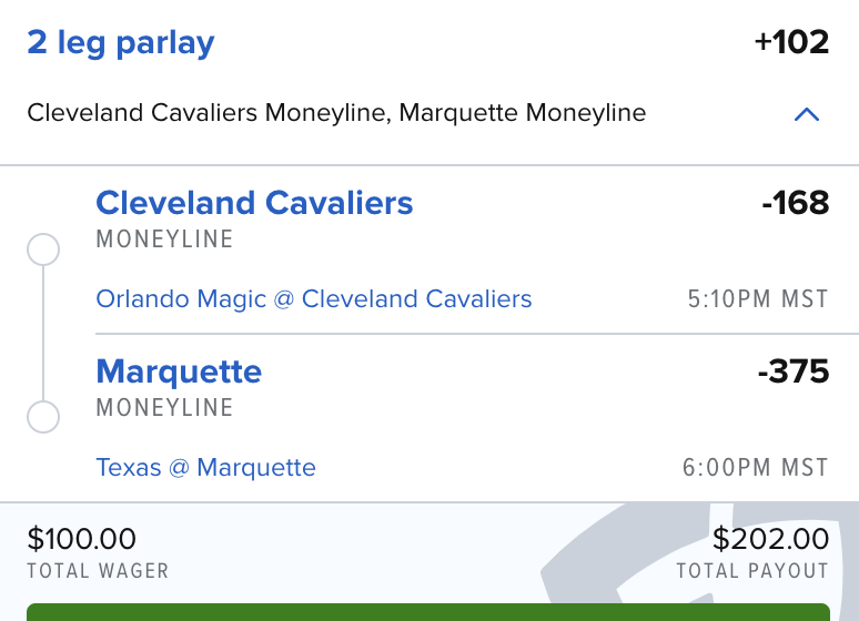 NukeSportsBets's tweet photo. Nuke Bets 2 Leg Parlay of The Day 🏀🔥
NBA: Cleveland Cavaliers ML + CBB: Marquette ML +102 (1 unit)
Got to be in the discord to see my main parlay + play of the day
https://t.co/4Rk1XopJK7
DM me on discord for full-access today
#nukebets #parlay #yolo #sportsbetting #nbaparlay #basketballparlay