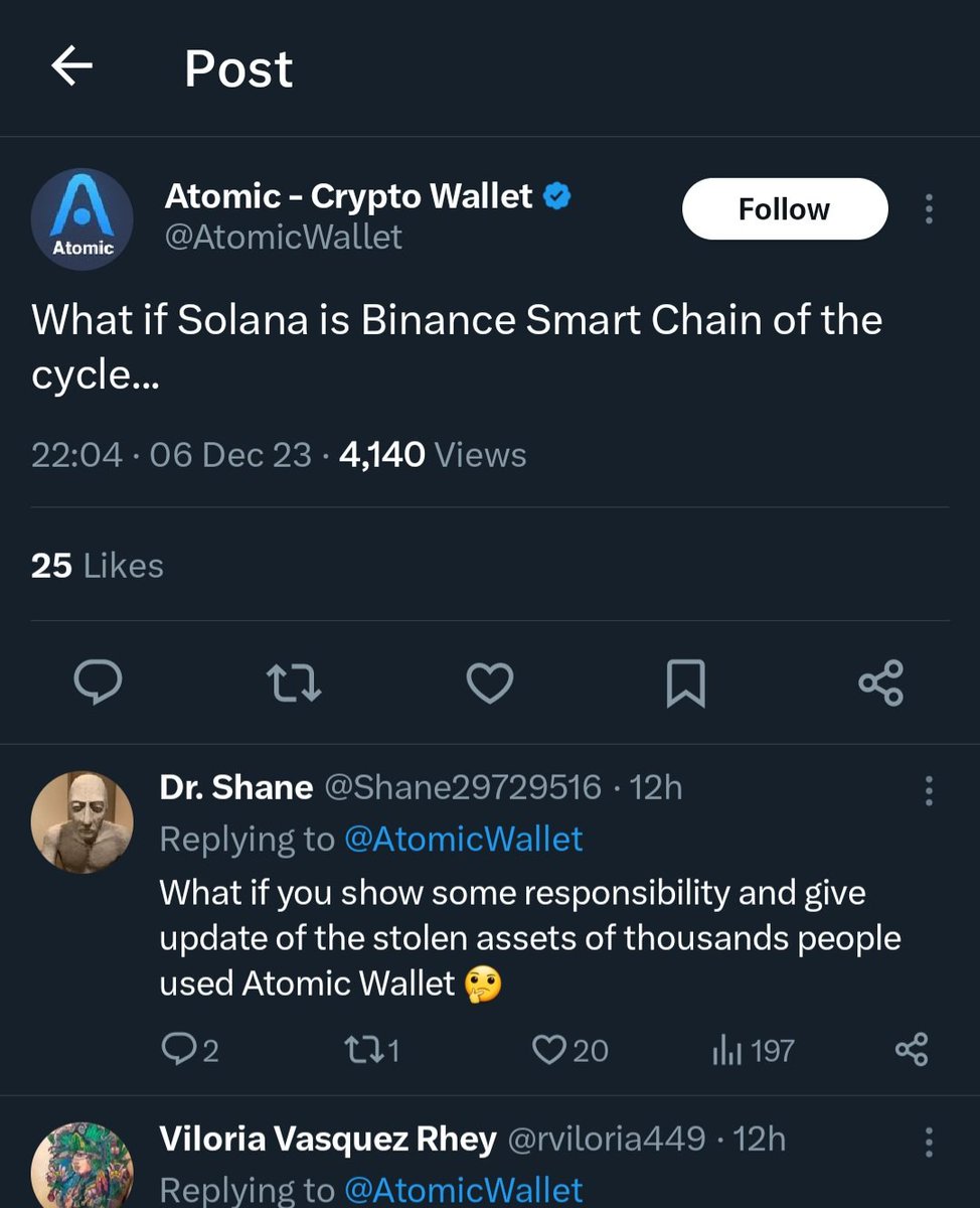 BitTalon's tweet photo. #AtomicWallet 's latest move is now to continue shit posting random stuff and then block their Users who comments on their posts, or anyone who dares to demand answers for Atomic's involvement in the June 3rd hack. Even their CEO is starting to block everyone. 🚫 Shocking! https://t.co/WMx8436FPb