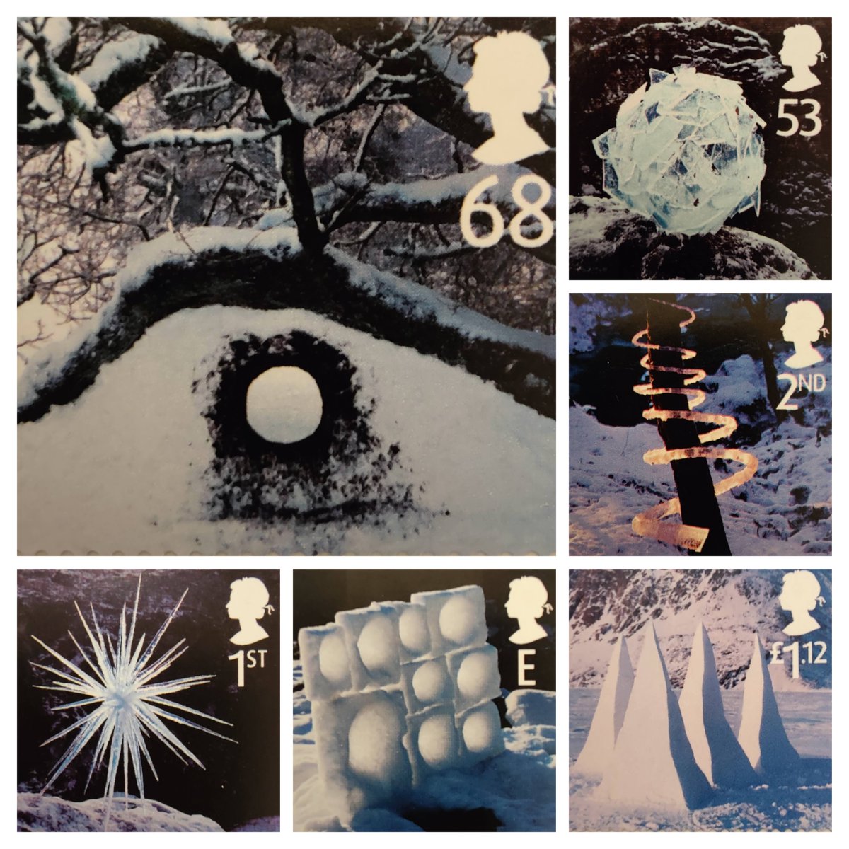 Christmas stamps for 2003 featured ice sculptures by Andy Goldsworthy #stamps #christmasstamps #philately