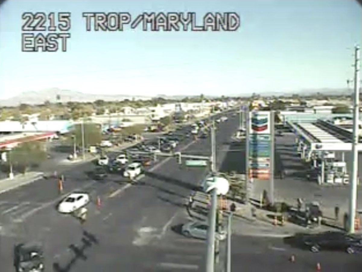 LVMPD's tweet photo. UPDATE: The following roads are shut down and you are urged to avoid them. 

🚫Maryland Pkwy closed at University Ave to Tropicana Ave University  
🚫Swenson/University Dr closed Tropicana Ave to Flamingo Rd 
🚫I-15 is SHUT DOWN northbound starting at Blue Diamond to Charleston https://t.co/LvICYYgVJf