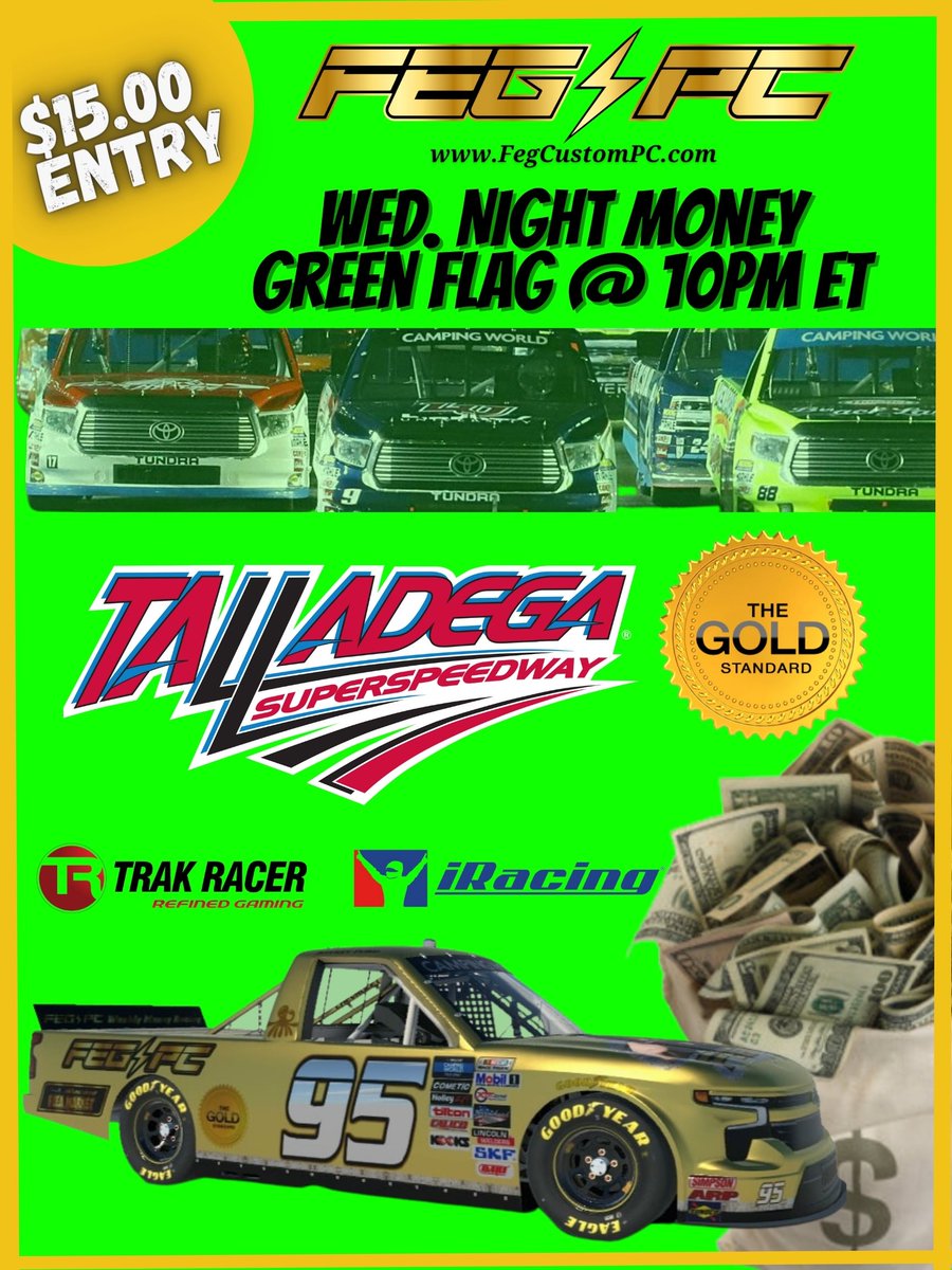 Feg_PC's tweet photo. Wednesday Night Superspeedway Double-Header Money Racing!!

=================
RACE 1 // WEDNESDAY SUPERSPEEDWAY MONEY RACING // ROUND 5
https://t.co/YyGjX7uVPp

https://t.co/ooei8odFHG

RACE 2 // AFTER-PARTY SUPER SPEEDWAY RACING // GREEN FLAG @ 10PM EST
https://t.co/Ry7OWlYy88 https://t.co/oTOpVMedT4