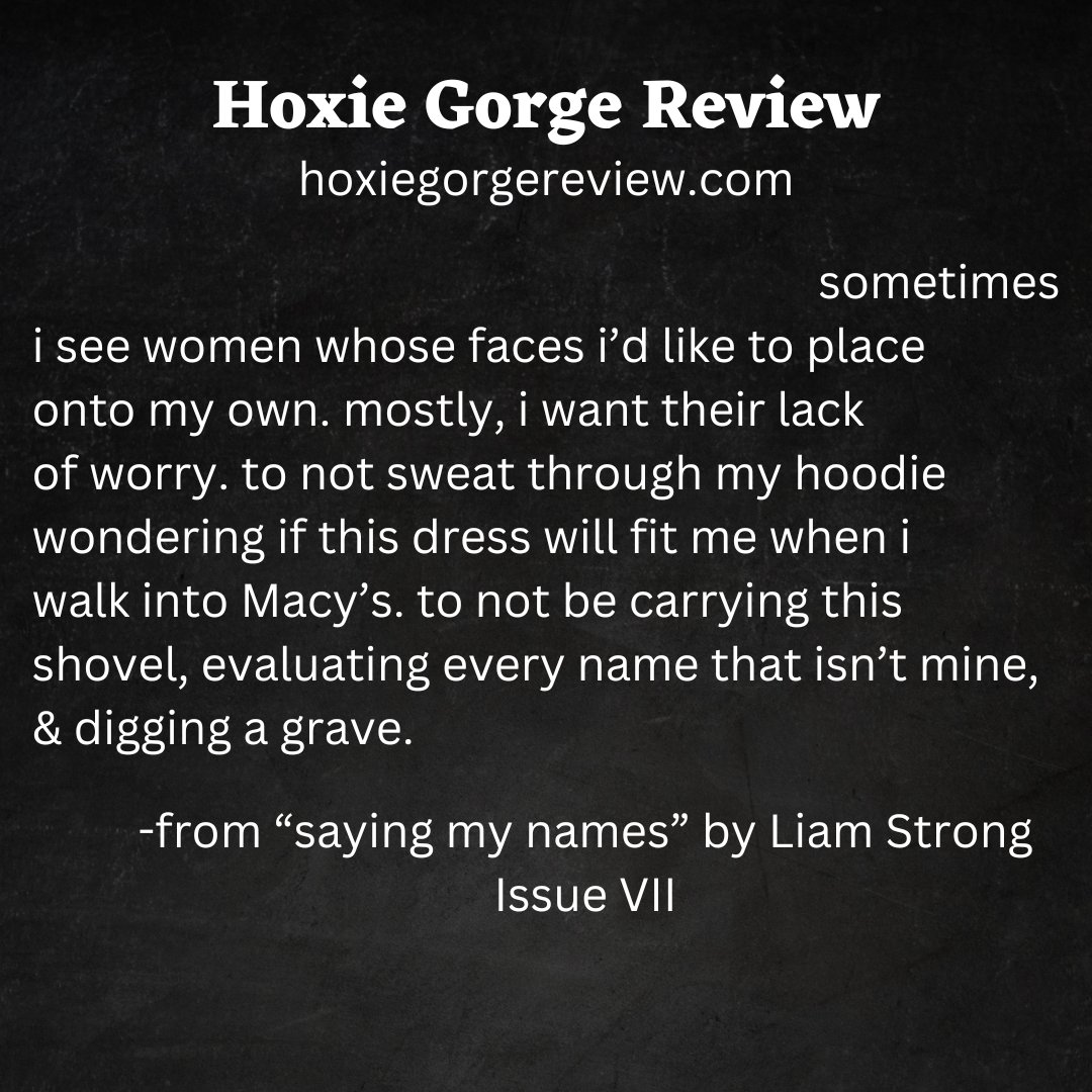 HoxGorgeReview's tweet photo. Some great lines from Liam Strong and Issue VII! Read the full poem at https://t.co/FXZDCFT1Gh.
#issuevii #litmag #litjournal #poem #poetry #queerlit #lgbtqiaplus #writemore #readmore https://t.co/EycjwW7hJ2