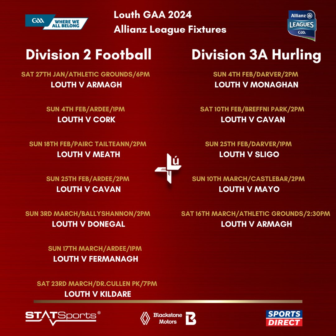 GAA Fixtures and Results - League Gaelic Football & Hurling 2024