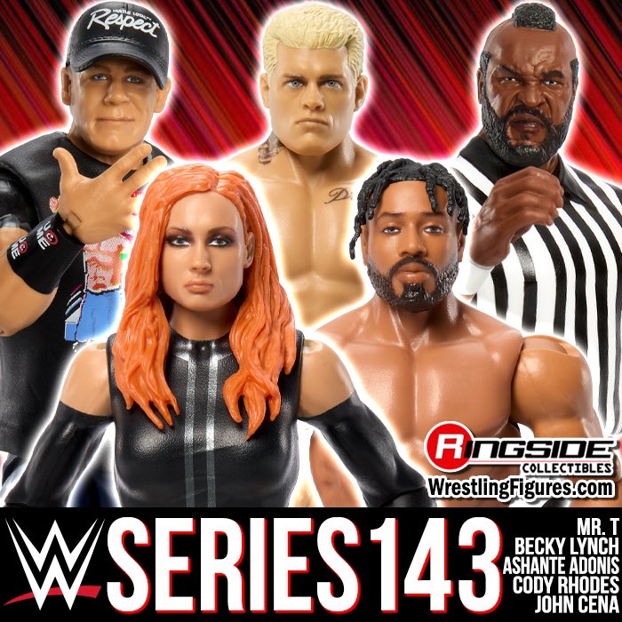 Mattel WWE Series 143 is IN STOCK in time for the holidays! 🎁👀 Featuring Becky Lynch, John Cena, Cody Rhodes, Ashante ‘Thee’ Adonis & Mr. T! Shop at Ringsid.ec/WWESeries143 #RingsideCollectibles #WrestlingFigures #WWEEliteSquad #WWERaw #SmackDown #Mattel #WWE…