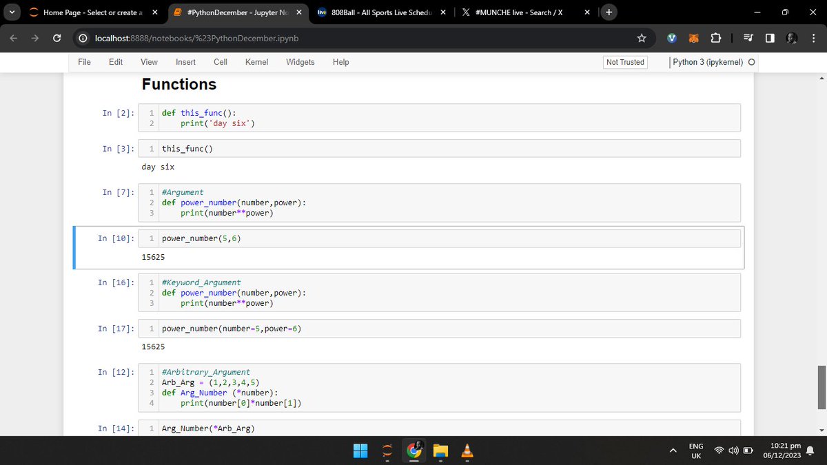 SoloJah1's tweet image. Day 6
#PythonDecember
Studied and practiced Functions