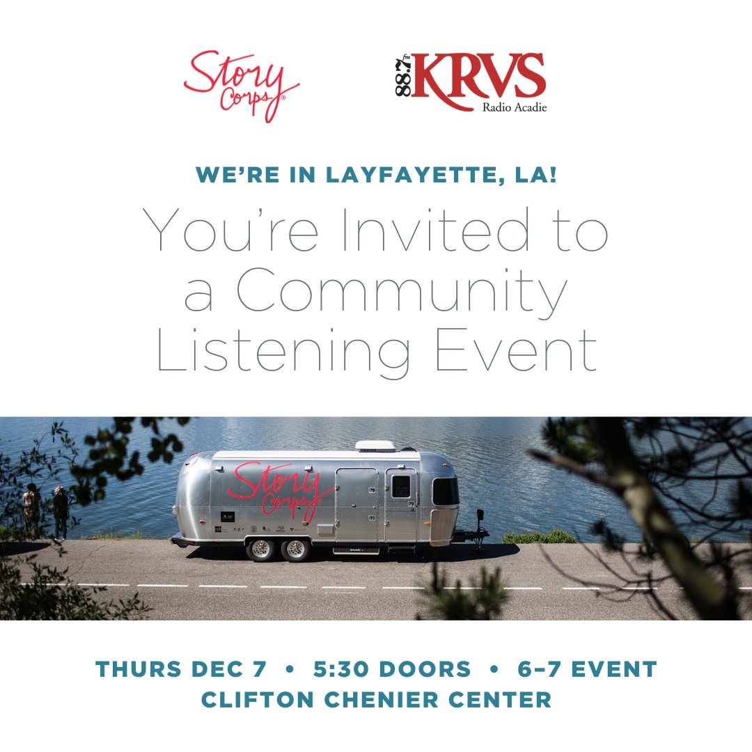 Our Mobile Tour is proud to partner with @krvsmedia in Lafayette to record and preserve the stories of Southwest Louisiana! Join us for a community listening event tomorrow, Thursday, December 7th, at the Clifton Chenier Center from 6 PM to 7 PM.

We hope to see you there!