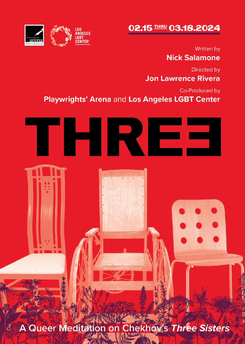 Playwrights' Arena announced its cast for the world premiere of “THRE3”, Nick Salamone’s queer meditation on Chekhov’s Three Sisters. I’m excited, and so very grateful. See y’all at the theatre in the new year!
#Three #PlaywrightsArena #LosAngelesLGBTCenter #EricBAnthony #LOVE