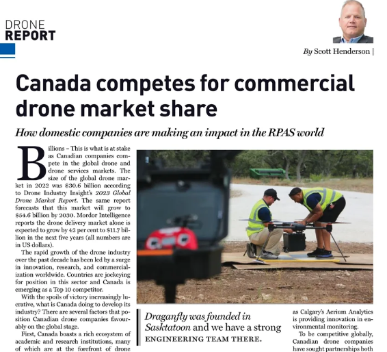 dHzMedia's tweet photo. Billions. This is what is at stake. 

My new Drone Column in Wings Magazine looks at Canada's place in the global drone market. 

https://t.co/7tYoUtvC0I

#drones #technology #draganfly #dronedelivery #UAV #eVTOL #Saskatoon https://t.co/Itrc4dCTnV