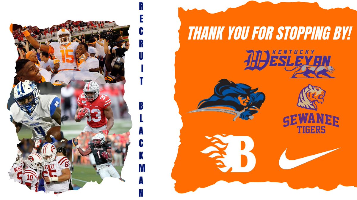 BlackmanFtball's tweet photo. Thank you to Kentucky Wesleyan, Lindsey Wilson College, and Sewanee for coming by to talk about our players❗️
#WeAreBlackman 🔥 #NextLevelBlaze https://t.co/V40RT77NOa