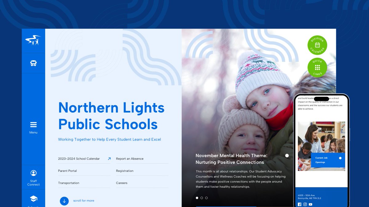 We've got a fun, fresh look for Northern Lights Public Schools! Check out all the playful elements on this awesome design: nlpsab.ca #schoolpr #schoolWebsites #design