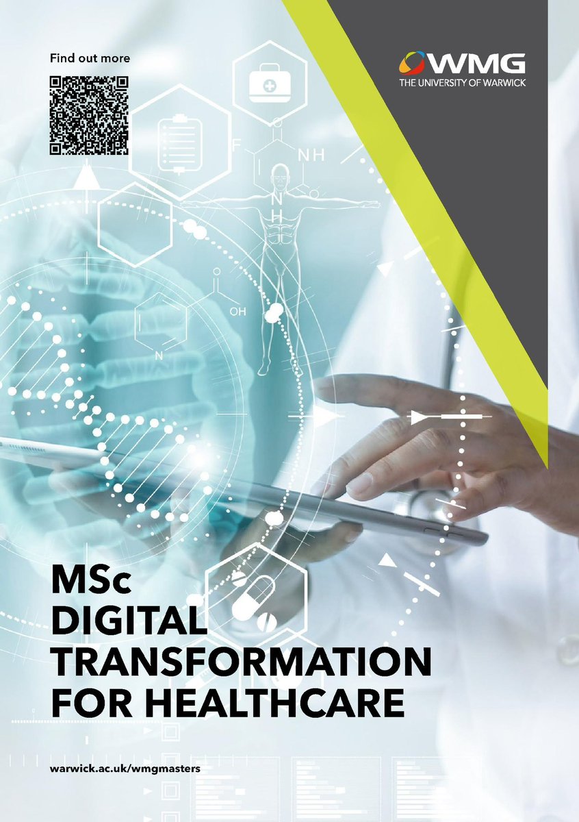 Applications are open to our new MSc in Digital Transformation for Healthcare #uniofwarwick #wmgwarwick #DigitalHealth