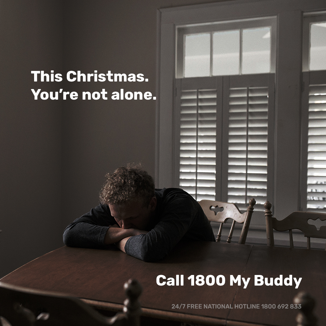 This Christmas. You're not alone. If you need someone to talk to about what's on your mind, give us a call on 1800 My Buddy to chat to one of our trusted buddies in a safe, friendly and non-judgemental space. #Mentalhealth #MensMentalHealth #TalkingisImportant #1800MyBuddy