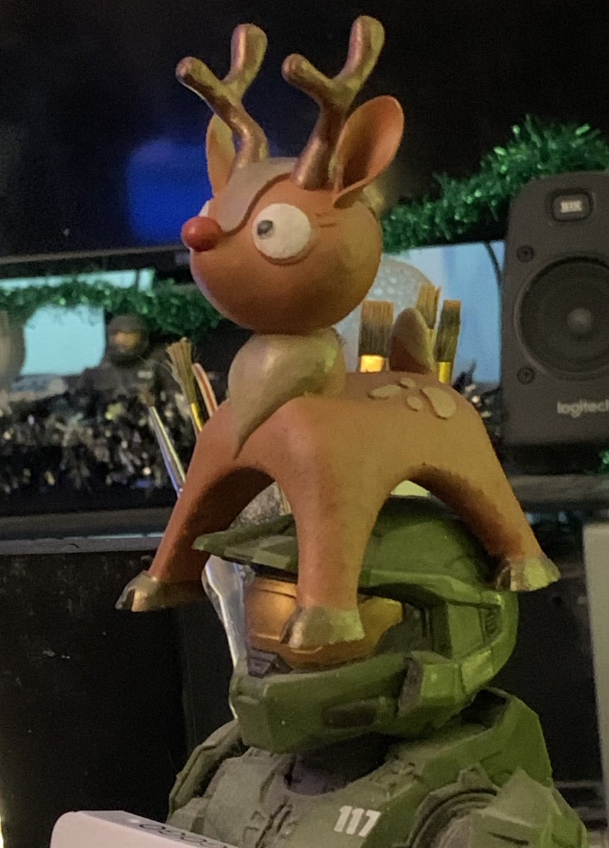 I’m such a child 🫣🤣 #rudolph #reindeer #3Dprinting #resinprinting #masterchief #HaloFam #imadethis #ArtistOnTwitter #Christmas2023