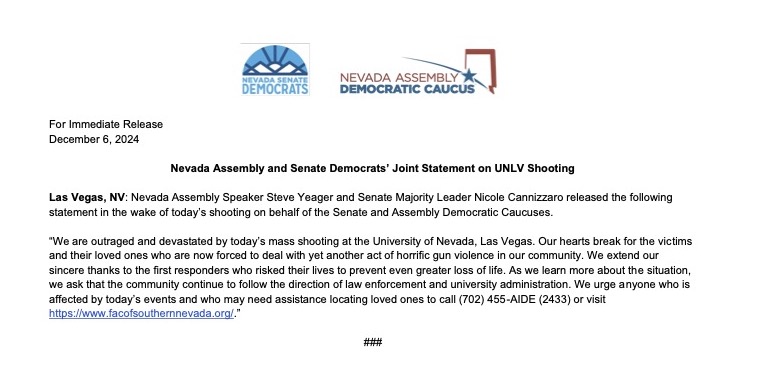 We are outraged and devastated by today’s mass shooting at UNLV. Our hearts break for the victims & their loved ones who are now forced to deal with yet another act of horrific gun violence. We also extend our sincere thanks to the first responders who risked their lives. More🔽