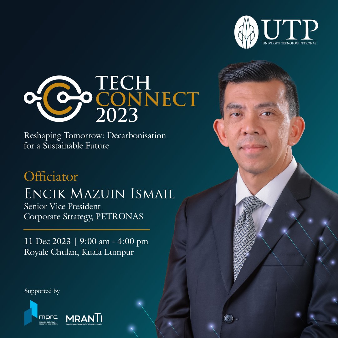 Meet our Guest of Honour, Encik Mazuin Ismail, Senior VP of Corporate Strategy at PETRONAS. Join innovators, trailblazers, agencies, and investors for breakthrough ideas, impactful partnerships, and dynamic collaboration. Limited seats available – register now! #UTPinMe