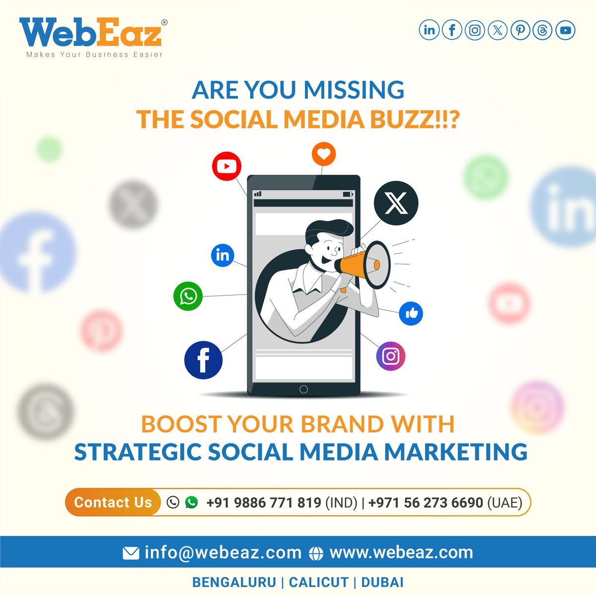 webeaz1's tweet photo. Elevate your online presence and reignite the #socialmedia buzz for your brand! 🚀 #Webeaz Technologies, a leading #DigitalMarketing company, is here to guide you through the intricacies of strategic social media marketing.
Contact Us
#Socialmediamarketing #SocialmediaServices https://t.co/Uq7yrWXOyR