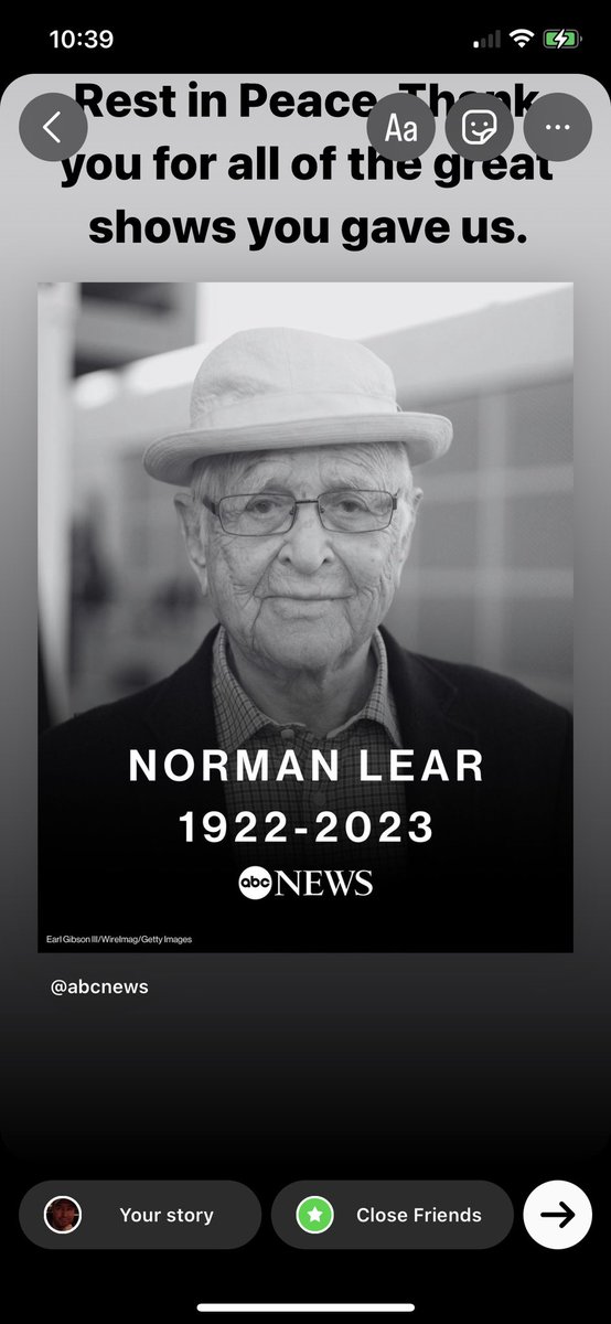Rest in peace. Thank you for all of the amazing shows and hours of entertainment you gave us. And breaking the boundaries of television in order to face the difficult issues of our time with introspection and laughter. #RIPNormanLear #NormanLear