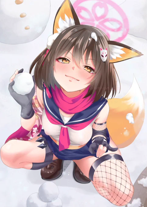 イズナと雪遊び#ブルーアーカイブ #ブルアカ 