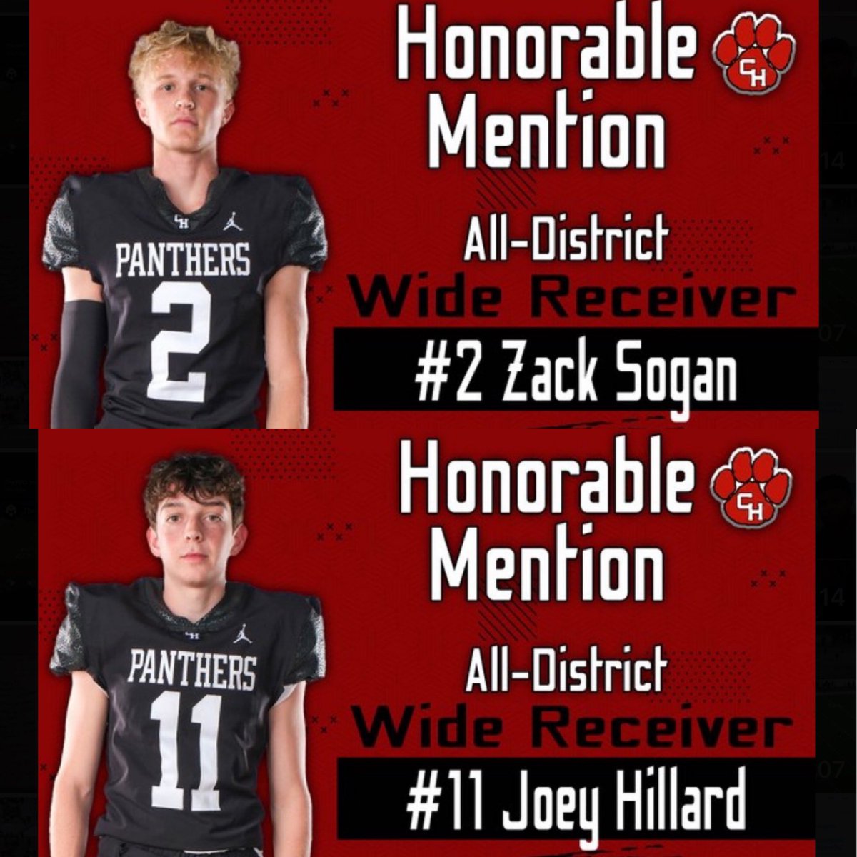 cody_spence1's tweet photo. All 5 WRs received awards! I’m so proud of the work they put in this year. Proved a lot of people wrong &amp; helped @CHHS_FOOTBALL accomplish great things! With team success comes individual accolades! Thank you for all of the time you all put in. #GrabHold #BombSquad #txhsfb https://t.co/lz8y53pBtH