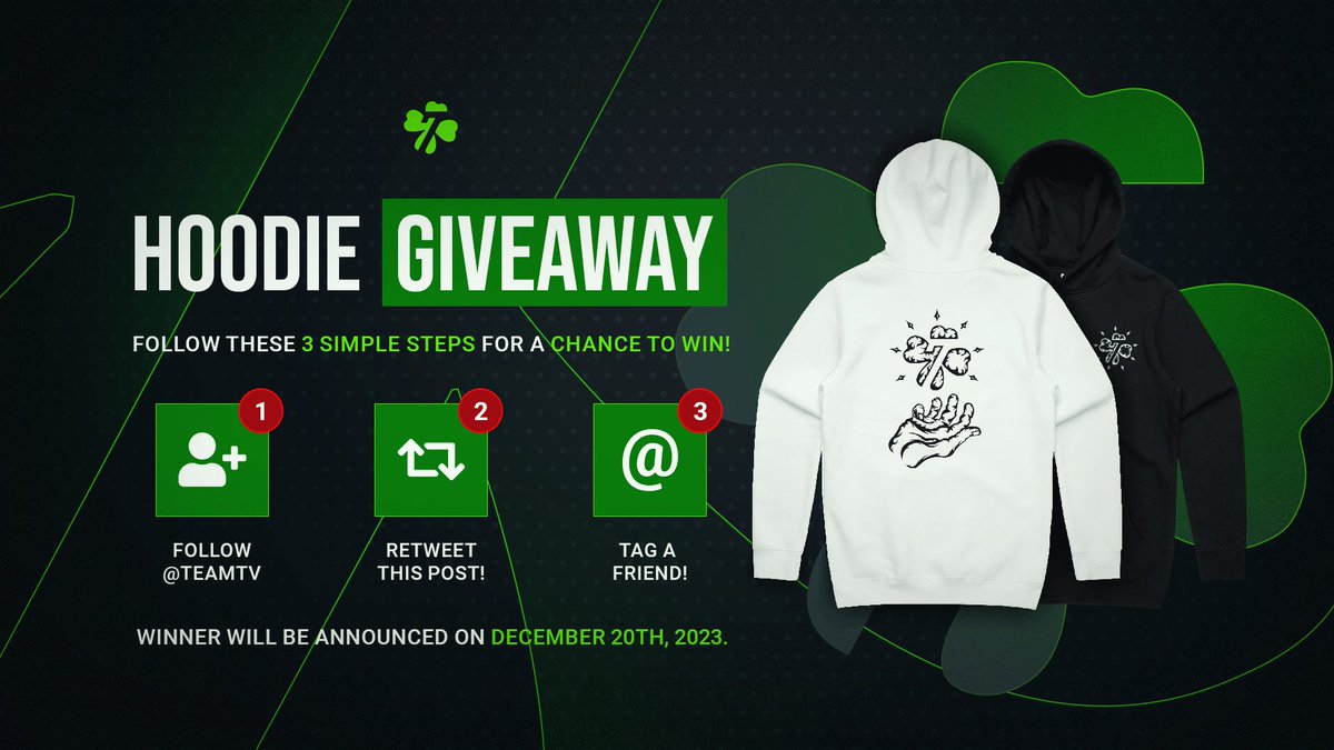 Team 7 "7SINS" Hoodie giveaway!  🍀

👉 Follow <a href="/Team7tv/">7 🍀</a>
👉 Retweet this post
👉 Tag a friend

Winner will be announced on the 20th of December

Good luck! 🍀